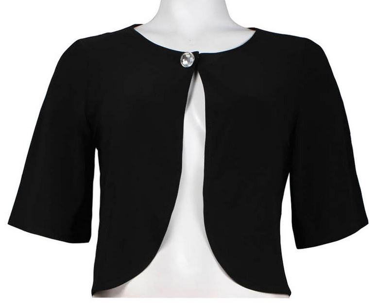 Black Short Sleeve Bolero Jacket - Scarfanatics